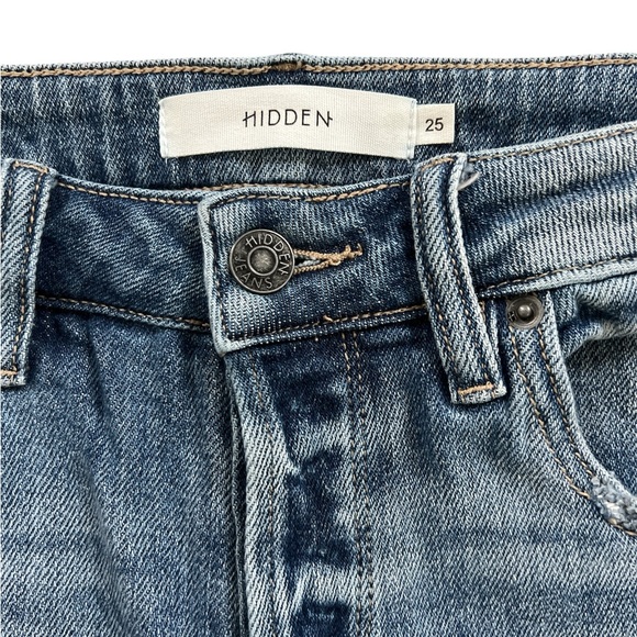 Hidden Jeans Zoey Mom Fit Button Fly Distressed Straight‎ Leg Jeans Size 25 - Picture 3 of 9